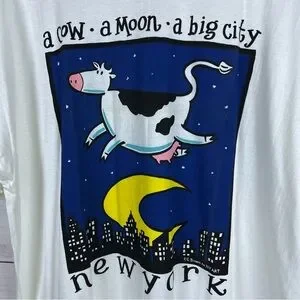 Vintage | Shirts | Vintage 99s A Cow A Moon A Big City New